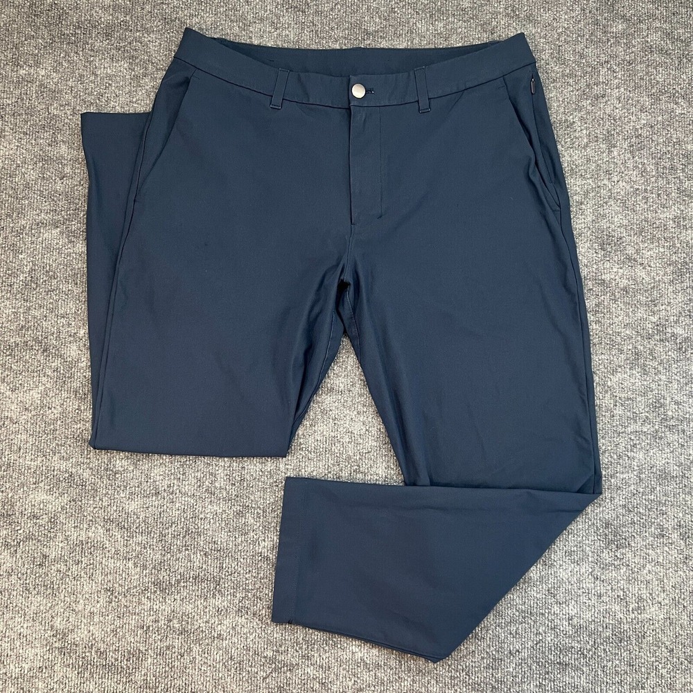 Lululemon Mens 34x27 True Navy ABC Slim-Fit Trouser Pant Warpstreme LM5AQYS